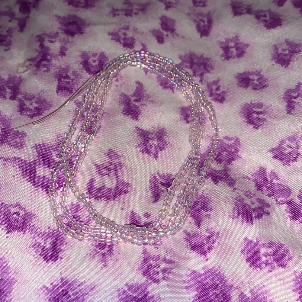 28 inch baby pink/ clear waist bead